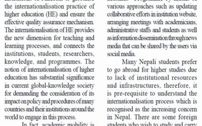Tribhuvan University commitment to Internationalisation in a Nepalese newspaper