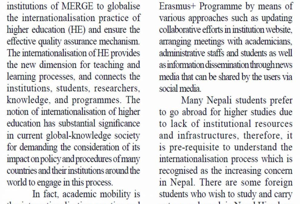 Tribhuvan University commitment to Internationalisation in a Nepalese newspaper